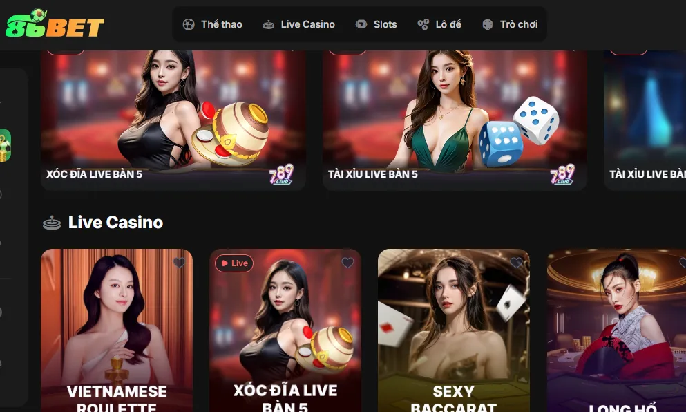Kho trò chơi đa dạng tại 86bet